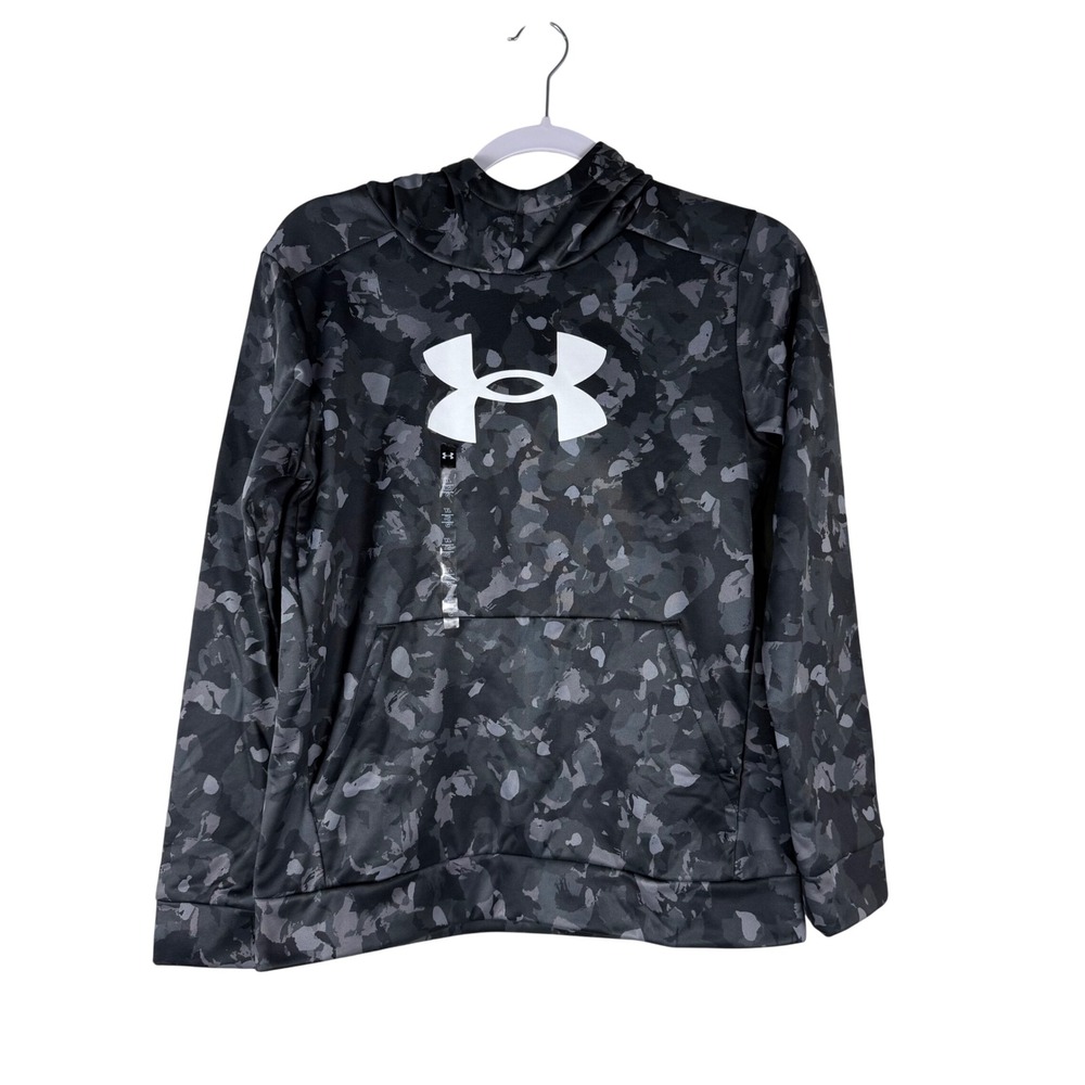 Under‎ Armour UA Boys Loose Fit Camo Print Hoodie Gray Black Size Large Youth